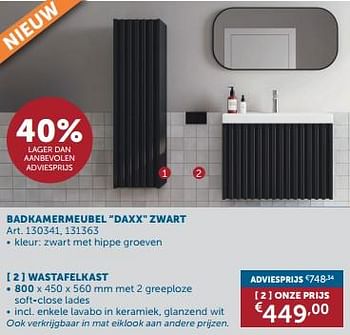 Promoties Badkamermeubel daxx zwart wastafelkast - Huismerk - Zelfbouwmarkt - Geldig van 21/05/2024 tot 17/06/2024 bij Zelfbouwmarkt
