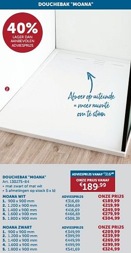 Promoties Douchebak moana - Huismerk - Zelfbouwmarkt - Geldig van 21/05/2024 tot 17/06/2024 bij Zelfbouwmarkt