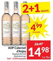 Promotions Aop cabernet d’anjou soupçon de fruit rosé demi-sec - Vins rosé - Valide de 21/05/2024 à 26/05/2024 chez Intermarche