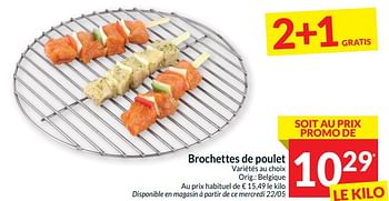 Promotions Brochettes de poulet - Produit maison - Intermarche - Valide de 21/05/2024 à 26/05/2024 chez Intermarche