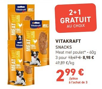 Promotions Vitakraft snacks meat me! poulet - Vitakraft - Valide de 15/05/2024 à 26/05/2024 chez Tom&Co