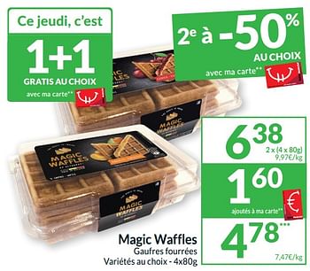 Promotions Magic waffles gaufres fourrées - Produit maison - Intermarche - Valide de 21/05/2024 à 26/05/2024 chez Intermarche