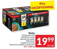 Promotions Sheba pochons pour chat mini filets en sauce sélection à la volaille - Sheba - Valide de 21/05/2024 à 26/05/2024 chez Intermarche