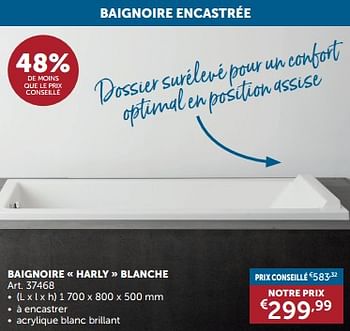 Promotions Baignoire harly blanche - Produit maison - Zelfbouwmarkt - Valide de 21/05/2024 à 17/06/2024 chez Zelfbouwmarkt