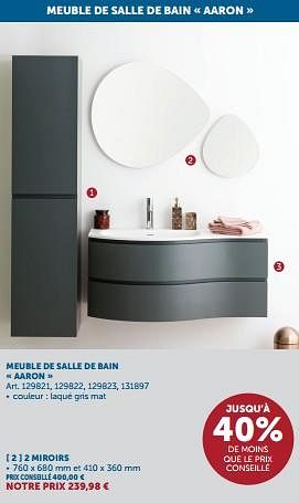 Promotions Meuble de salle de bain aaron 2 miroirs - Produit maison - Zelfbouwmarkt - Valide de 21/05/2024 à 17/06/2024 chez Zelfbouwmarkt