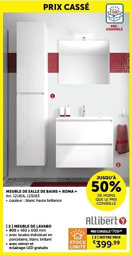 Promotions Meuble de salle de bains roma meuble de lavabo - Allibert - Valide de 21/05/2024 à 17/06/2024 chez Zelfbouwmarkt