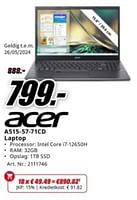 Promoties Acer a515-57-71cd laptop - Acer - Geldig van 20/05/2024 tot 02/06/2024 bij Media Markt