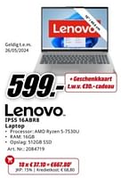 Promoties Lenovo ips5 16abr8 laptop - Lenovo - Geldig van 20/05/2024 tot 02/06/2024 bij Media Markt