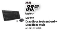 Promoties Mk270 draadloos toetsenbord + draadloze muis - Logitech - Geldig van 20/05/2024 tot 02/06/2024 bij Media Markt