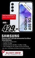 Promoties Samsung galaxy a55 128 gb awesome ice blue smartphone - Samsung - Geldig van 20/05/2024 tot 02/06/2024 bij Media Markt