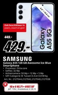 Samsung galaxy a55 128 gb awesome ice blue smartphone-Samsung