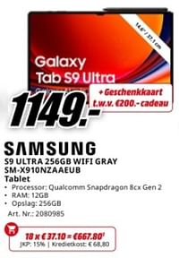 Samsung s9 ultra 256gb wifi gray sm-x910nzaaeub tablet-Samsung