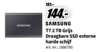 Promoties Samsung t7 2 tb grijs draagbare ssd externe harde schijf - Samsung - Geldig van 20/05/2024 tot 02/06/2024 bij Media Markt