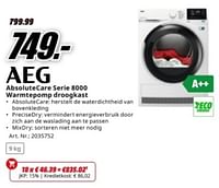 Promoties Aeg absolutecare serie 8000 warmtepomp droogkast - AEG - Geldig van 20/05/2024 tot 02/06/2024 bij Media Markt