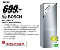 Promoties Bosch kge36al ca koel-vriescombinatie - Bosch - Geldig van 20/05/2024 tot 02/06/2024 bij Media Markt