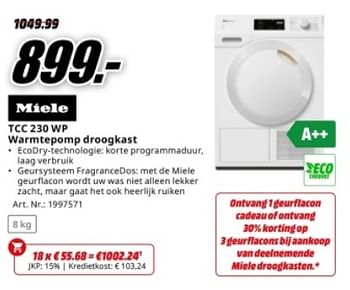 Promotions Miele tcc 230 wp warmtepomp droogkast - Miele - Valide de 20/05/2024 à 02/06/2024 chez Media Markt