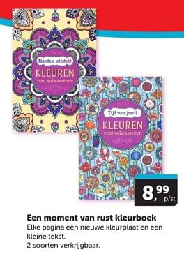 Promoties Een moment van rust kleurboek - Huismerk - Boekenvoordeel - Geldig van 18/05/2024 tot 26/05/2024 bij BoekenVoordeel