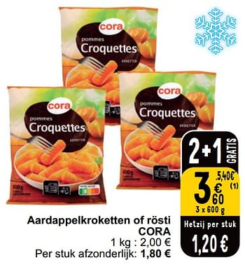 Promoties Aardappelkroketten of rösti cora - Huismerk - Cora - Geldig van 21/05/2024 tot 27/05/2024 bij Cora