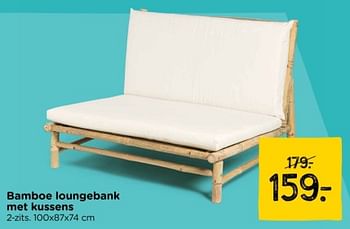 Promoties Bamboe loungebank met kussens - Huismerk - Xenos - Geldig van 17/05/2024 tot 20/05/2024 bij Xenos