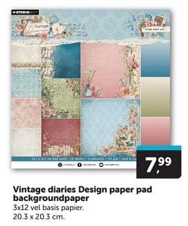 Promoties Vintage diaries design paper pad backgroundpaper - Studio Light - Geldig van 18/05/2024 tot 26/05/2024 bij BoekenVoordeel
