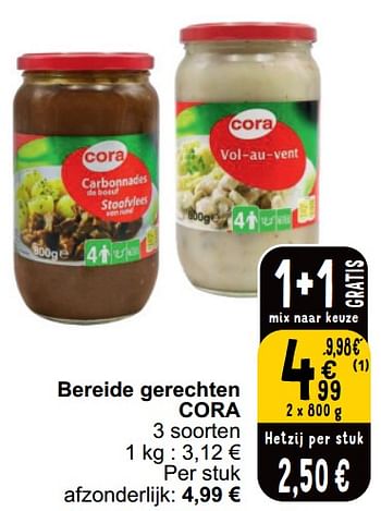 Promoties Bereide gerechten cora - Huismerk - Cora - Geldig van 21/05/2024 tot 27/05/2024 bij Cora
