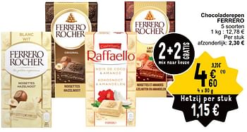 Promoties Chocoladerepen ferrero - Ferrero - Geldig van 21/05/2024 tot 27/05/2024 bij Cora