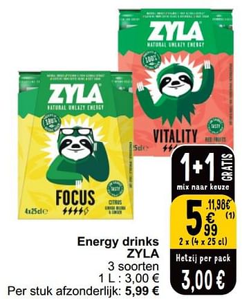 Promoties Energy drinks zyla - zyla - Geldig van 21/05/2024 tot 27/05/2024 bij Cora