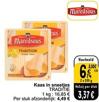 Promoties Kaas in sneetjes traditie - Maredsous - Geldig van 21/05/2024 tot 27/05/2024 bij Cora
