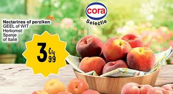 Promoties Nectarine s of perziken geel of wit - Huismerk - Cora - Geldig van 21/05/2024 tot 27/05/2024 bij Cora