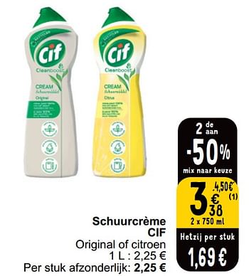 Promoties Schuurcrème cif - Cif - Geldig van 21/05/2024 tot 27/05/2024 bij Cora