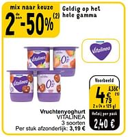 Promoties Vruchtenyoghurt vitalinea - vitalinea - Geldig van 21/05/2024 tot 27/05/2024 bij Cora