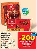 Promoties Bouchée melk - Cote D'Or - Geldig van 22/05/2024 tot 28/05/2024 bij Carrefour