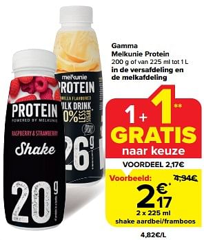 Promoties Gamma melkunie protein shake aardbei framboos - Melkunie - Geldig van 22/05/2024 tot 28/05/2024 bij Carrefour