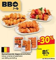 Promoties Gemarineerde kippenbrochettes - Huismerk - Carrefour  - Geldig van 22/05/2024 tot 28/05/2024 bij Carrefour