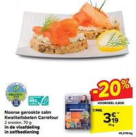 Promotions Noorse gerookte zalm kwaliteitsketen carrefour - Produit maison - Carrefour  - Valide de 22/05/2024 à 28/05/2024 chez Carrefour