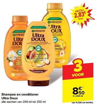 Promoties Shampoo en conditioner ultra doux - Garnier - Geldig van 22/05/2024 tot 28/05/2024 bij Carrefour