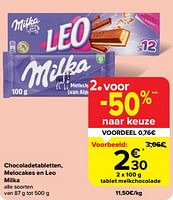 Promoties Tablet melkchocolade - Milka - Geldig van 22/05/2024 tot 28/05/2024 bij Carrefour