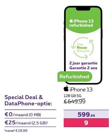 Promoties Apple iphone 13 128 gb 5g - Apple - Geldig van 13/02/2024 tot 31/07/2024 bij Proximus