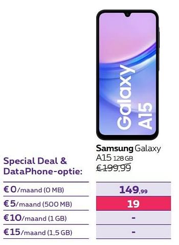 Promoties Samsung galaxy a15 128 gb - Samsung - Geldig van 13/02/2024 tot 31/07/2024 bij Proximus