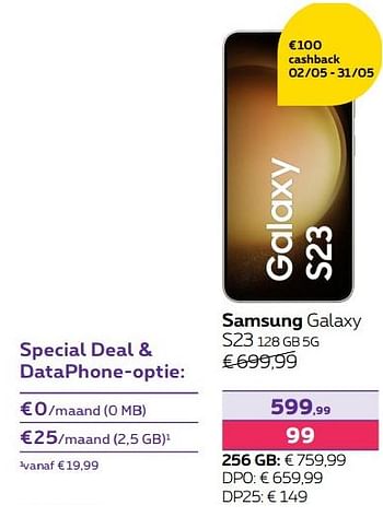 Promoties Samsung galaxy s23 128 gb 5g - Samsung - Geldig van 13/02/2024 tot 31/07/2024 bij Proximus