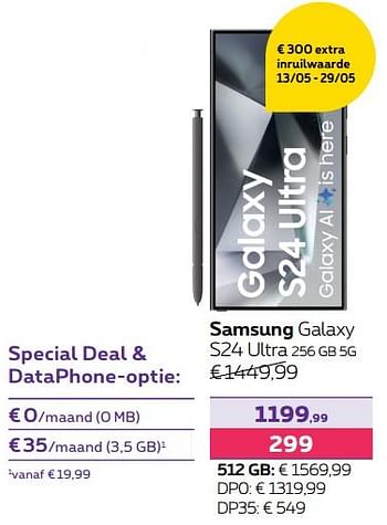 Promoties Samsung galaxy s24 ultra 256 gb 5g - Samsung - Geldig van 13/02/2024 tot 31/07/2024 bij Proximus