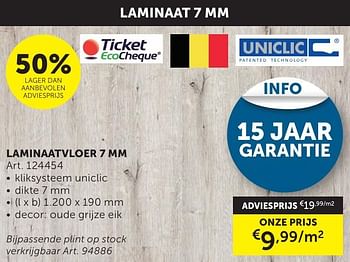 Promotions Laminaatvloer - Uniclic - Valide de 21/05/2024 à 17/06/2024 chez Zelfbouwmarkt