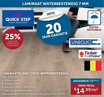 Promoties Laminaatvloer creo waterbestendig - Huismerk - Zelfbouwmarkt - Geldig van 21/05/2024 tot 17/06/2024 bij Zelfbouwmarkt