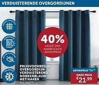 Promoties Overgordijn verduisterend donkerblauw met haken - Huismerk - Zelfbouwmarkt - Geldig van 21/05/2024 tot 17/06/2024 bij Zelfbouwmarkt