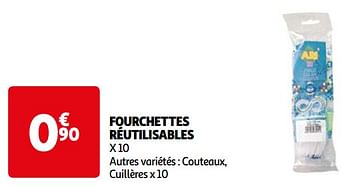 Promoties Fourchettes réutilisables - Huismerk - Auchan - Geldig van 22/05/2024 tot 27/05/2024 bij Auchan
