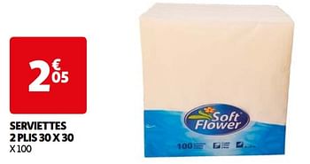 Promoties Serviettes 2 plis - Soft Flower - Geldig van 22/05/2024 tot 27/05/2024 bij Auchan