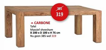 Promoties Carbone tafel - Huismerk - Weba - Geldig van 17/05/2024 tot 27/06/2024 bij Weba