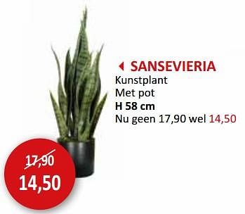 Promoties Sansevieria kunstplant met pot - Huismerk - Weba - Geldig van 17/05/2024 tot 27/06/2024 bij Weba