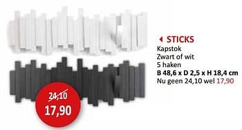 Promoties Sticks kapstok - Huismerk - Weba - Geldig van 17/05/2024 tot 27/06/2024 bij Weba