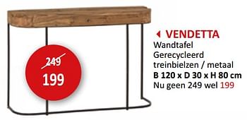 Promoties Vendetta wandtafel - Huismerk - Weba - Geldig van 17/05/2024 tot 27/06/2024 bij Weba
